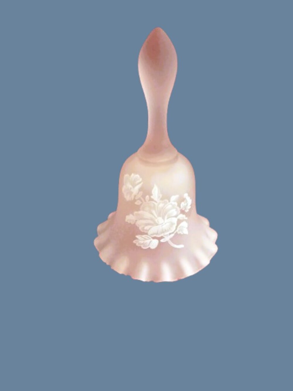 Westmoreland Fenton Pink Frost Art Glass Bell Vtg White Flower Crystal Clapper